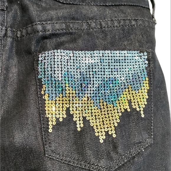 Express Stella Boot Leg Jeans Size 2 Shimmer and Embellished - Picture 3 of 10